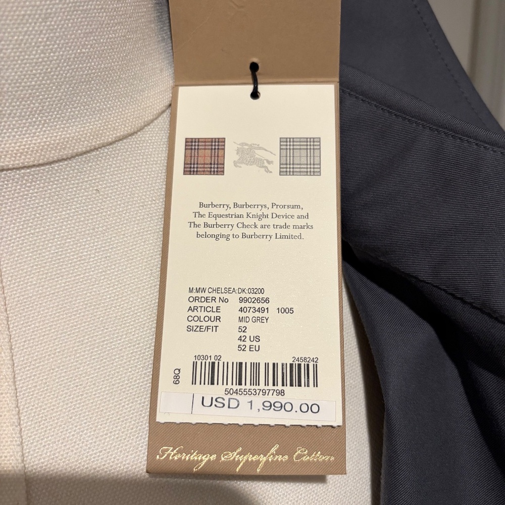 Burberry Mens Trench Coat - Brand New / Never Worn / With Tags Grey Size 42 - Picture 10 of 13